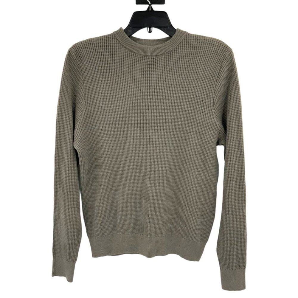 Jeff Taupe Waffle Weave Crewneck Sweater Size Small NWT $198 MSRP